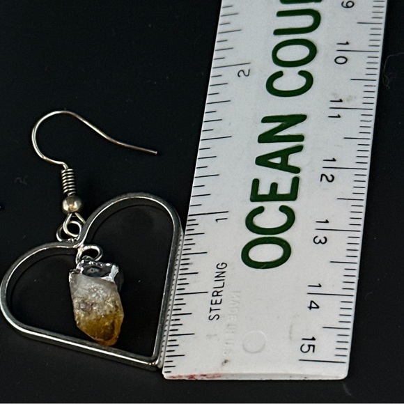 Heart Shaped Citrine Point Earrings - Picture 11 of 16
